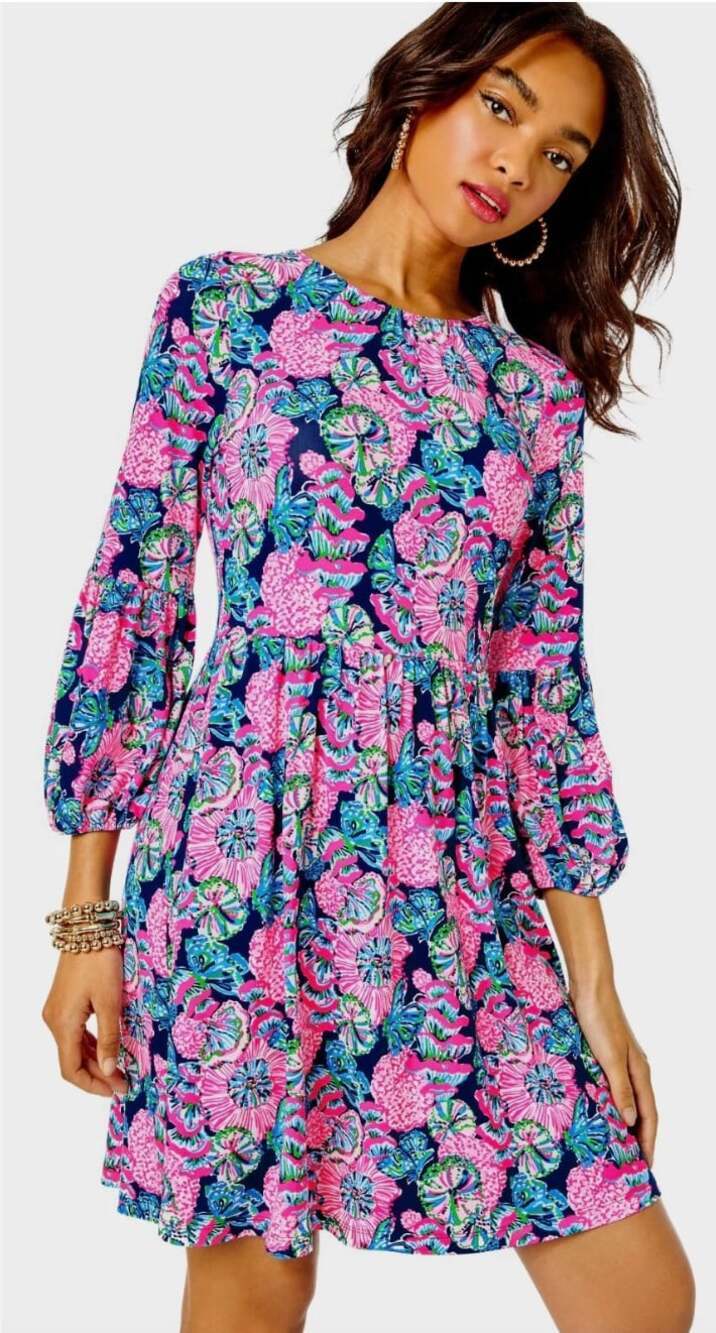 Lilly Pulitzer Auralia Dress in Oyster Bay Navy Shroom With A View Size Small